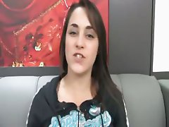 Lea a brunette teen fucked on a couch