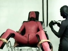 Latex Rubber Lesbians Femdom Breath Play Gas Mask Gyno Clinic Chair Bondage