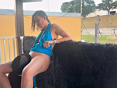 Victor Sweet and Neighbor Grind Cunnilingus on Balcony
