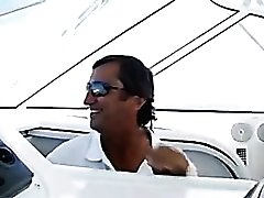 Big cock fucks the babe in the pussy on a boat
