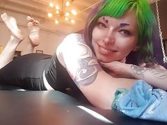 Naughty girl loves BDSM and tattoo all over her body