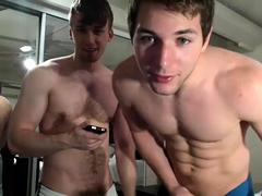 Two muscled studs get naked and masturbate together