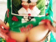 Twinking in Christmas onesie, Elf approved