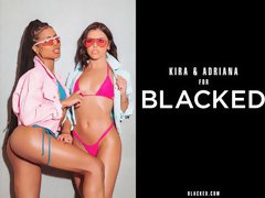 Adriana Chechik and Kira Noir are enjoying this guy's big black dick