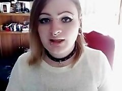 Sexy t-girl with piercings shows her small tits