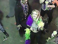 Tit flashing babes get beads at Mardi Gras